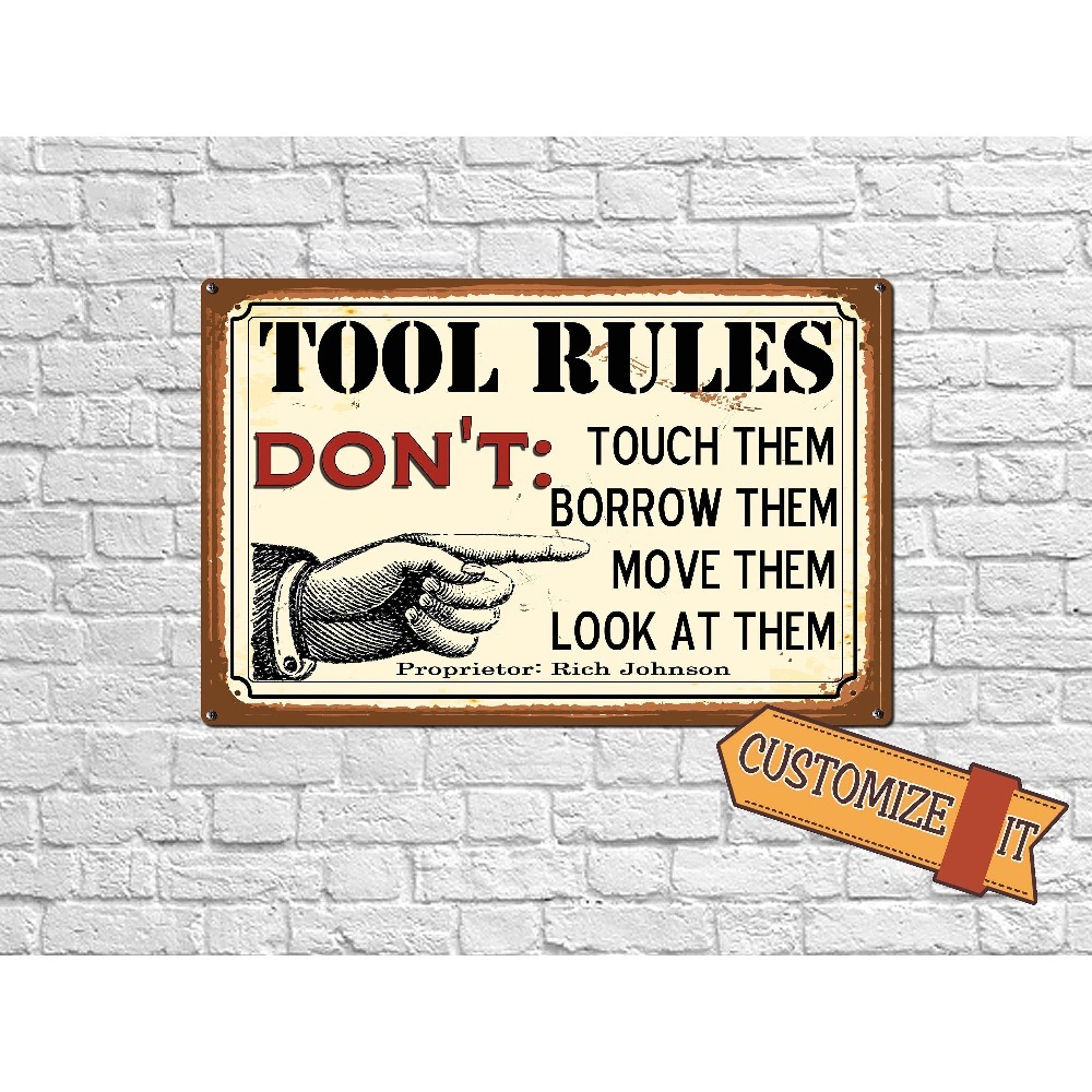 Workshop Tools With Name - 1 buah Papan Logam Aturan Perkakas