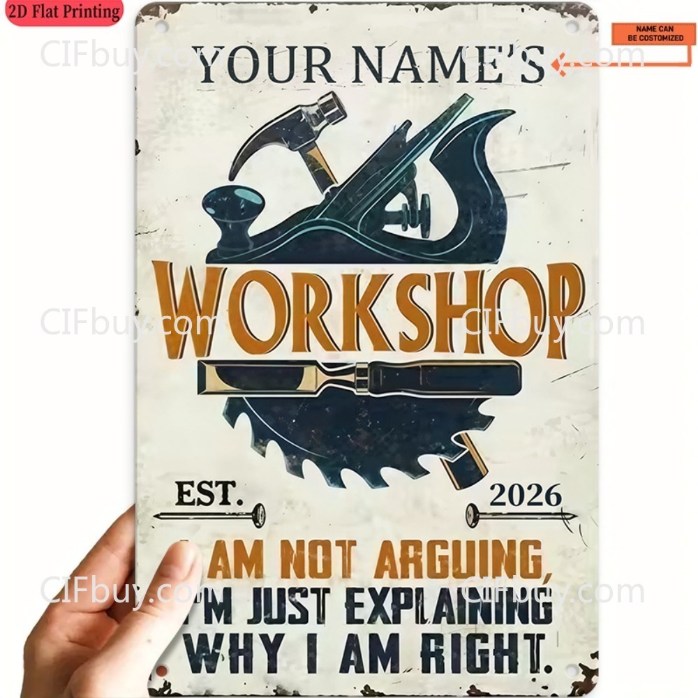 Papan Nama Logam Vintage 2D Da - Workshop Tools With Name ulasan dan harga